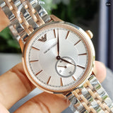  Shop Authentic Emporio Armani Classic Silver Dial Two Tone Steel Strap Watch For Men - AR1839 - Luxxuri