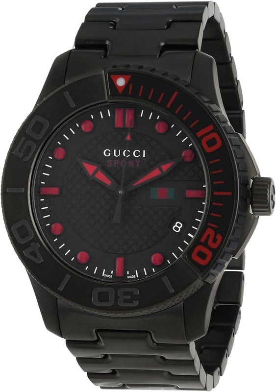  Shop Authentic Gucci G Timeless Sport Black Dial Black Steel Strap Watch For Men - YA126230 - Luxxuri