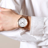  Shop Authentic Calvin Klein Minimal White Dial Rose Gold Mesh Bracelet Watch for Women - K3M22626 - Luxxuri