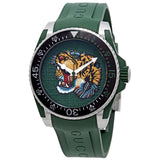  Shop Authentic Gucci Dive Tiger Green Dial Green Rubber Strap Watch For Men - YA136316 - Luxxuri