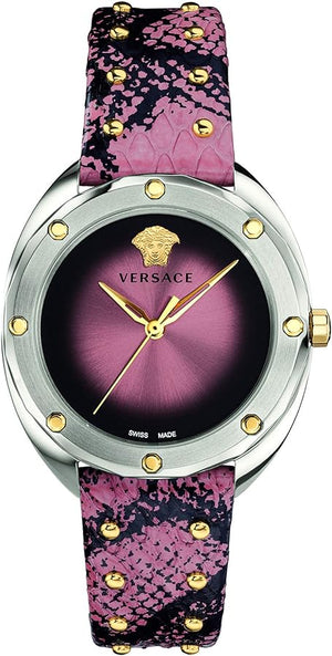  Shop Authentic Versace Shadov Pink Dial Pink Leather Strap Watch for Women - VEBM00818 - Luxxuri