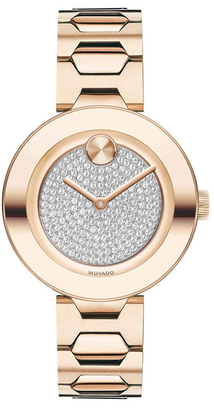  Shop Authentic Movado Bold Crystal Pave Rose Gold Dial Rose Gold Steel Strap Watch For Women - 3600493 - Luxxuri