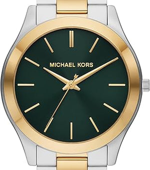  Shop Authentic Michael Kors Slim Runway Quartz Green Dial Two Tone Steel Strap Watch for Women - MK9149 - Luxxuri