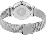  Shop Authentic Emporio Armani Gianni T-Bar Quartz Mother of Pearl Dial Silver Mesh Bracelet Watch For Women - AR11319 - Luxxuri