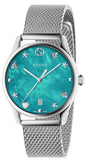  Shop Authentic Gucci G-Timeless Turquiose Mother of Pearl Dial Silver Mesh Bracelet Watch For Women - YA1264039 - Luxxuri