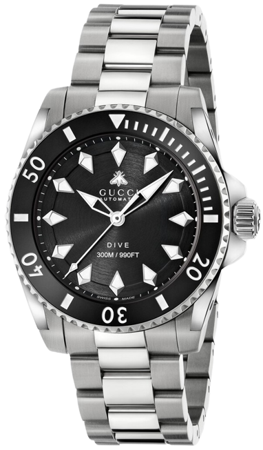  Shop Authentic Gucci Dive Automatic Black Dial Silver Steel Strap Watch for Men - YA136353 - Luxxuri