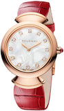  Shop Authentic Bvlgari Divas Dream Diamonds Mother of Pearl Dial Red Leather Strap Watch for Women - DREAM102840 - Luxxuri