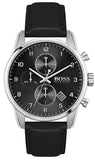  Shop Authentic Hugo Boss Navigator Black Dial Black Leather Strap Watch for Men - 1513678 - Luxxuri
