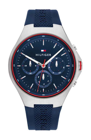  Shop Authentic Tommy Hilfiger Justin Chronograph Blue Dial Blue Rubber Strap Watch for Men - 1792057 - Luxxuri