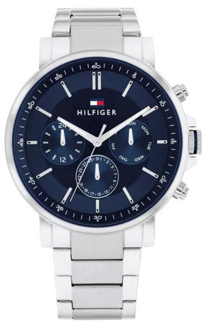 Shop Authentic Tommy Hilfiger Tyson Chronograph Blue Dial Silver Steel Strap Watch For Men - 1710588 - Luxxuri