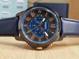  Shop Authentic Fossil Grant Chronograph Black Dial Blue Leather Strap Watch for Men - FS5061 - Luxxuri