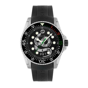  Shop Authentic Gucci Dive Quartz Kingsnake Black Dial Black Rubber Strap Watch For Men - YA136217 - Luxxuri