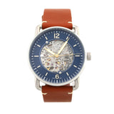  Shop Authentic Fossil Commuter Automatic Skeleton Blue Dial Brown Leather Strap Watch for Men - ME3159 - Luxxuri