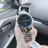  Shop Authentic Armani Exchange Hampton Chronograph Blue Dial Silver Steel Strap Watch For Men - AX2155 - Luxxuri