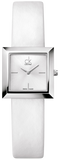  Shop Authentic Calvin Klein Mark Silver Dial White Leather Strap Watch for Women - K3R231L6 - Luxxuri