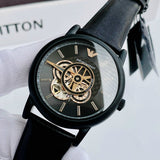  Shop Authentic Emporio Armani Luigi Automatic Skeleton Black Dial Black Leather Strap Watch For Men - AR60012 - Luxxuri