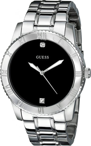  Shop Authentic Guess Minimal Black Dial Silver Steel Strap Watch for Men - W0416G1 - Luxxuri