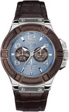  Shop Authentic Guess Rigor Analogue Quartz Blue Dial Brown Leather Strap Watch For Men - W0040G10 - Luxxuri