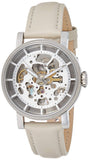 Shop Authentic Fossil Boyfriend Automatic Skeleton Silver Dial White Leather Strap Watch for Women - ME3069 - Luxxuri