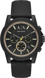  Shop Authentic Armani Exchange Outerbanks Chronograph Black Dial Black Silicone Strap Watch For Men - AX1343 - Luxxuri