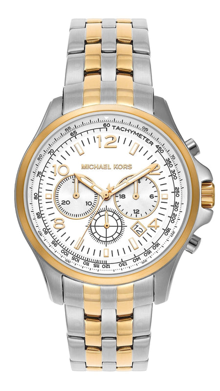  Shop Authentic Michael Kors Pilot Multifunction Chronograph White Dial Two Tone Steel Strap Watch for Men - MK9126 - Luxxuri