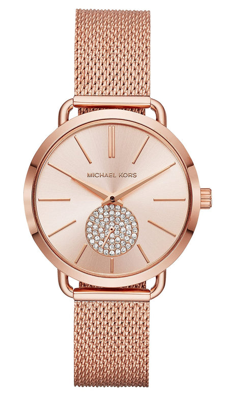  Shop Authentic Michael Kors Portia Rose Gold Dial Rose Gold Mesh Bracelet Watch for Women - MK3845 - Luxxuri