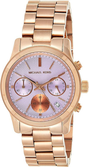  Shop Authentic Michael Kors Runway Chronograph Purple Dial Rose Gold Steel Strap Watch For Women - MK6163 - Luxxuri