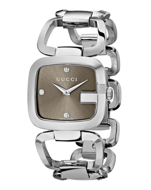  Shop Authentic Gucci G Gucci Brown Dial Silver Steel Strap Watch For Women - YA125401 - Luxxuri