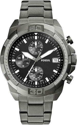  Shop Authentic Fossil Bronson Chronograph Black Dial Grey Steel Strap Watch for Men - FS5852 - Luxxuri