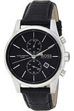  Shop Authentic Hugo Boss Jet Black Dial Black Leather Strap Watch for Men - 1513279 - Luxxuri