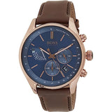  Shop Authentic Hugo Boss Grand Prix Blue Dial Brown Leather Strap Watch for Men - 1513604 - Luxxuri