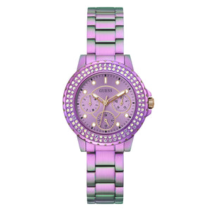  Shop Authentic Guess Crown Jewel Diamonds Purple Dial Purple Steel Strap Watch for Women - GW0410L4 - Luxxuri