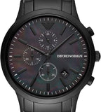  Shop Authentic Emporio Armani Renato Chronograph Mother of Pearl Black Dial Black Steel Strap Watch For Men - AR11275 - Luxxuri