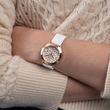  Shop Authentic Guess Wonderlust Beige Dial Pink Leather Strap Watch for Women - W1065L1 - Luxxuri