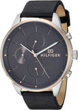  Shop Authentic Tommy Hilfiger Chase Chronograph Quartz Grey Dial Black Leather Strap Watch For Men - 1791488 - Luxxuri