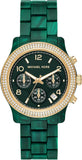  Shop Authentic Michael Kors Runway Chronograph Green Dial Green Steel Strap Watch for Women - MK7422 - Luxxuri