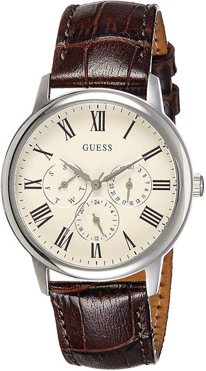  Shop Authentic Guess Wafer Quartz White Dial Brown Leather Strap Watch For Men - W70016G2 - Luxxuri
