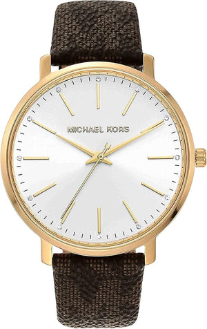  Shop Authentic Michael Kors Pyper Quartz Silver Dial Brown Leather Strap Watch For Women - MK2857 - Luxxuri