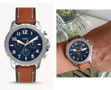  Shop Authentic Fossil Bowman Chronograph Blue Dial Brown Leather Strap Watch for Men - FS5602 - Luxxuri