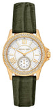 Michael Kors Mini Everest Crystals White Dial Green Leather Strap Watch for Women - MK4720