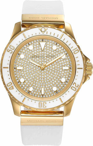  Shop Authentic Michael Kors Everest Analog Gold Dial White Silicone Strap Watch For Women - MK7357 - Luxxuri
