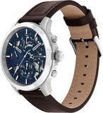  Shop Authentic Tommy Hilfiger Henry Chronograph Blue Dial Brown Leather Strap Watch For Men -1710476 - Luxxuri