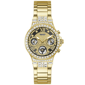 Shop Authentic Guess Moonlight Diamonds Gold Dial Gold Steel Strap Watch for Women - GW0320L5 - Luxxuri