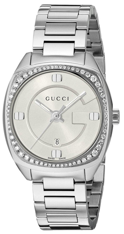  Shop Authentic Gucci GG2570 Diamonds Silver Dial Silver Steel Strap Watch For Women - YA142505 - Luxxuri