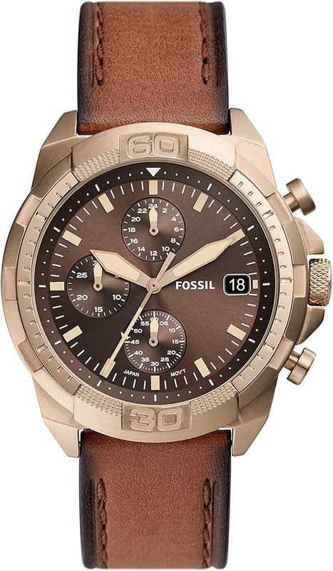  Shop Authentic Fossil Bronson Chronograph Brown Dial Brown Leather Strap Watch for Men - FS5857 - Luxxuri