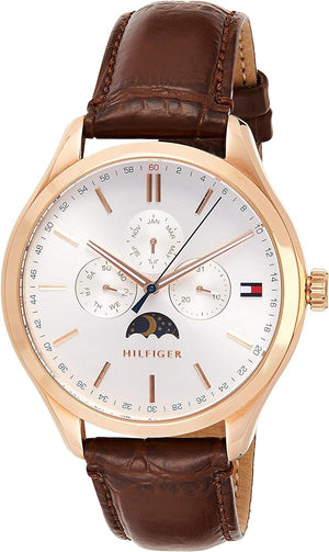  Shop Authentic Tommy Hilfiger Oliver Chronograph White Dial Brown Leather Strap Watch for Men - 1791306 - Luxxuri