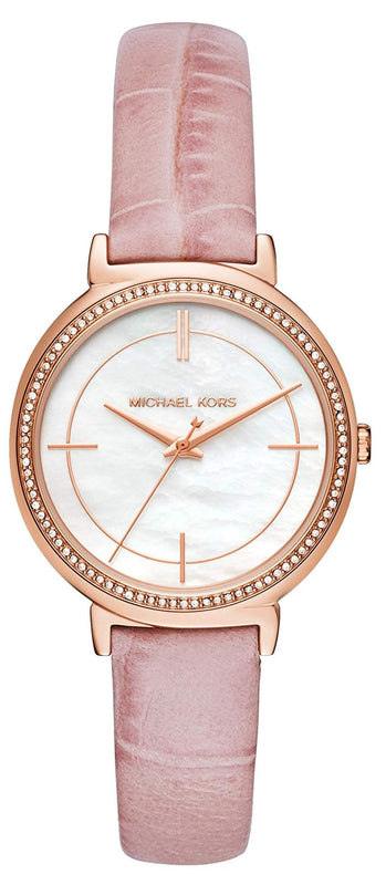  Shop Authentic Michael Kors Cinthia Mother of Pearl Dial Pink Leather Strap Watch for Women - MK2663 - Luxxuri