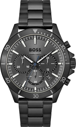  Shop Authentic Hugo Boss Troper Chronograph Grey Dial Grey Steel Strap Watch For Men - 1514058 - Luxxuri