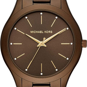  Shop Authentic Michael Kors Slim Runway Brown Dial Brown Steel Strap Watch For Women - MK4508 - Luxxuri