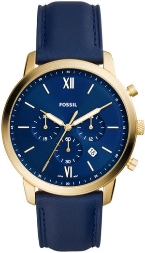  Shop Authentic Fossil Neutra Chronograph Blue Dial Blue Leather Strap Watch for Men - FS5790 - Luxxuri